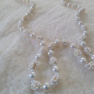 Vintage Faux Pearl Necklace, long.  In good condition